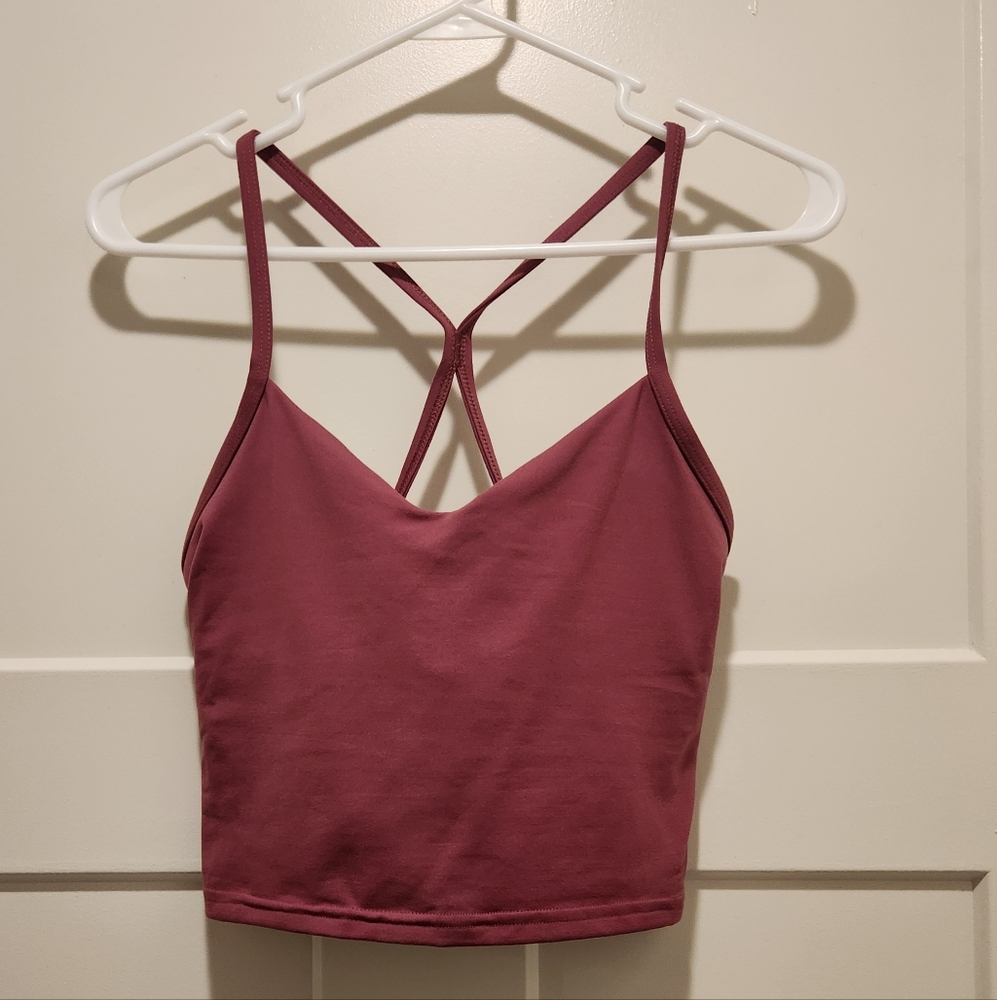 Fleo Dusty Rose Reinette Crop Tank With Shelf Bra Medium